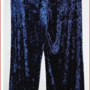 Cynthia Rowley Blue Crushed Velvet Like Wide Leg P